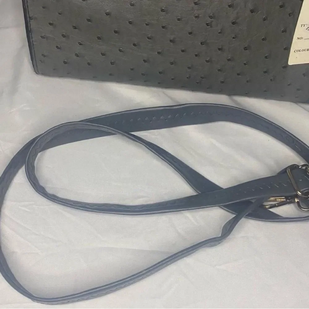 Structured Vegan Leather Tote Bag in Gray with Gold Hardware